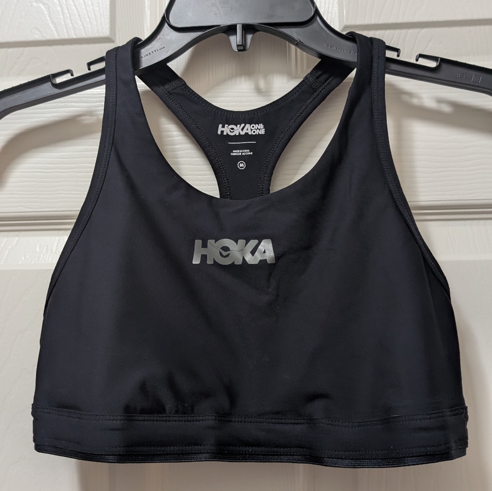 Hoka Black Sports Bra Racerback